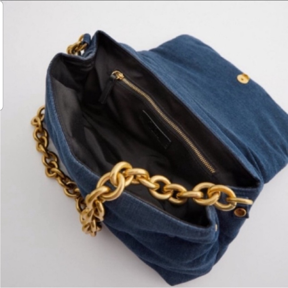 Zara Quilted Denim Handbag - Picture 4 of 13